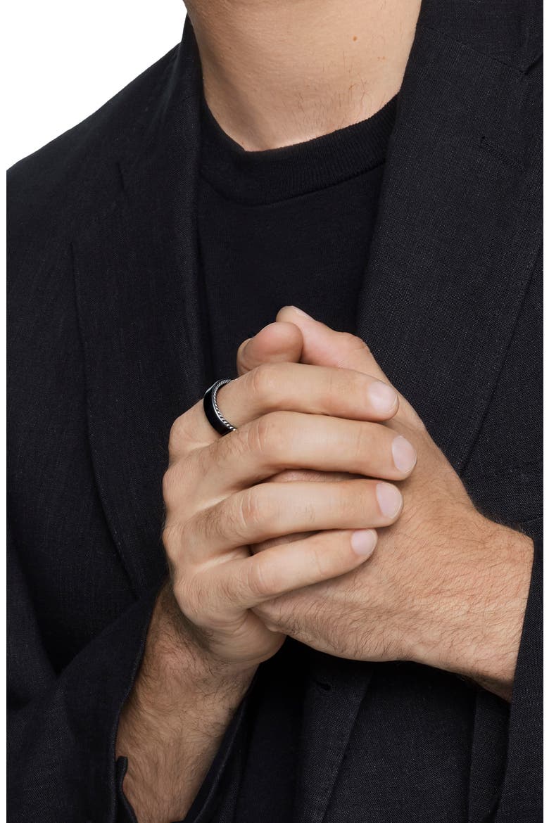 'Streamline' Band Ring, Alternate, color, BLACK TITANIUM/ SILVER