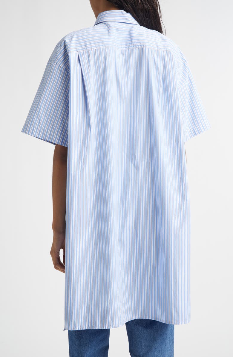 PLAN C Stripe High-Low Cotton Pullover Shirt, Alternate, color, Blue Stripes Base White
