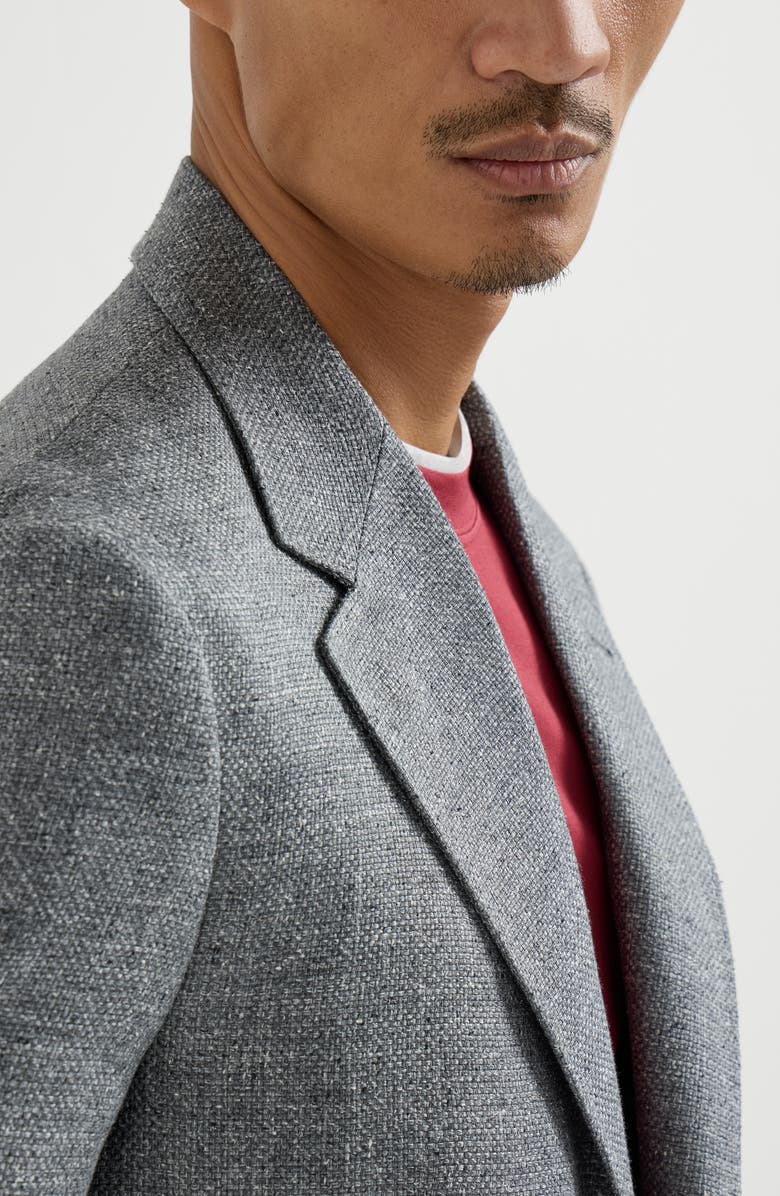 Brunello Cucinelli Hopsack deconstructed blazer, Alternate, color, Medium Grey