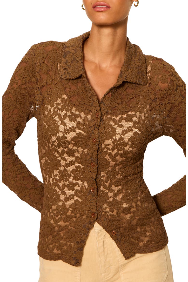 Dreamer Lace Shirt, Alternate, color, COCOA POWDER BROWN