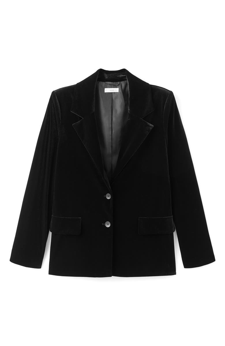 MANGO TEEN Velvet Blazer, Alternate, color, Black