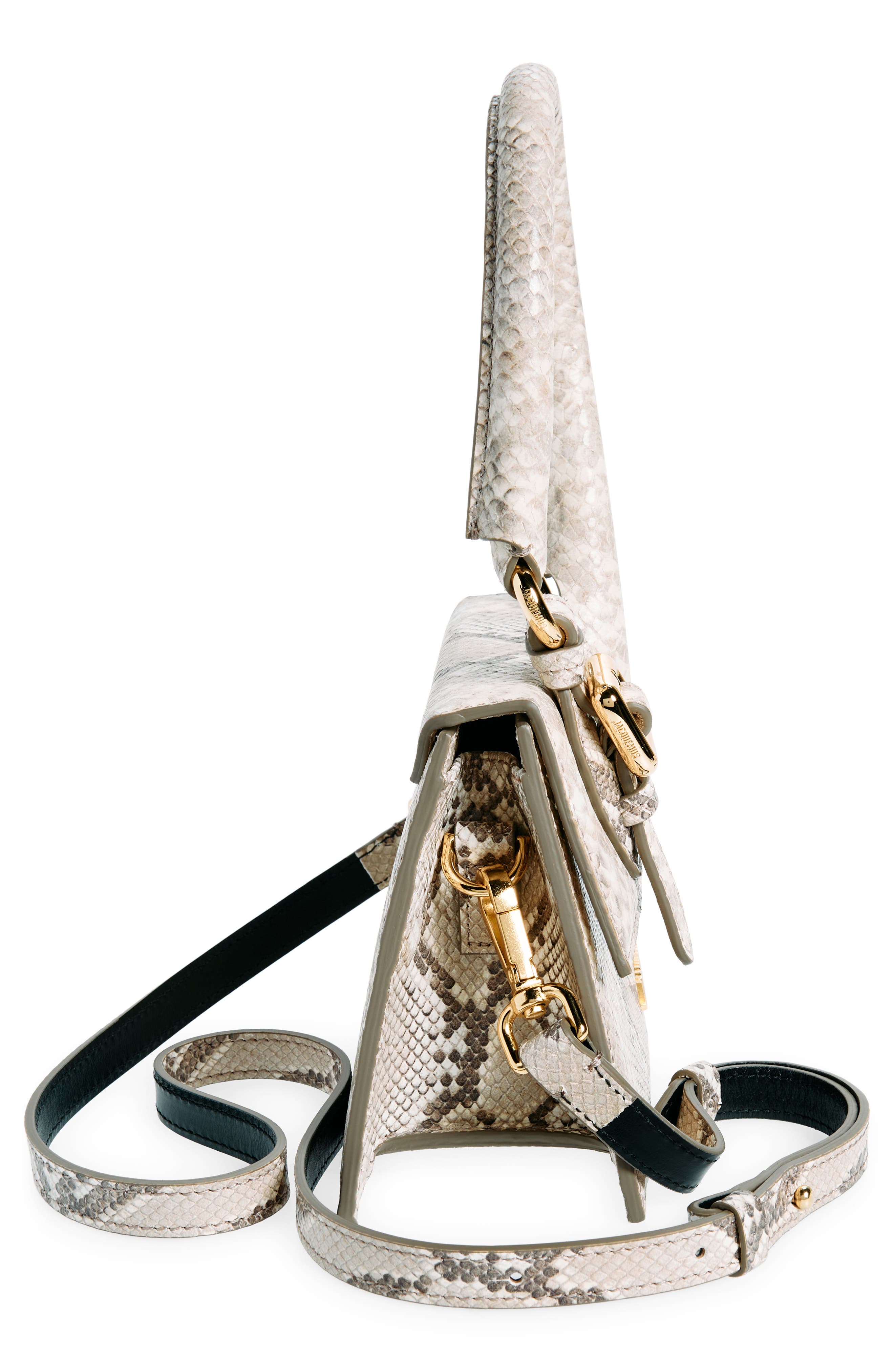 Jacquemus Le Chiquito Moyen Snakeskin Embossed Leather Top Handle Bag, Alternate, color, 