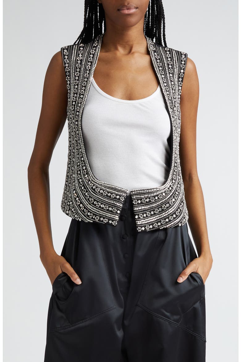 Crystal Embellished Vest, Main, color, BLACK