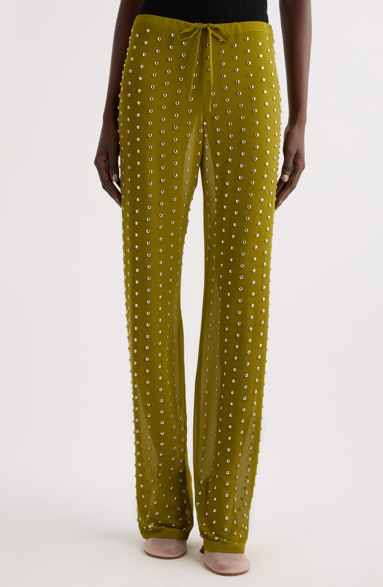 Dries Van Noten Studded Sheer Drawstring Pants, Main, color,