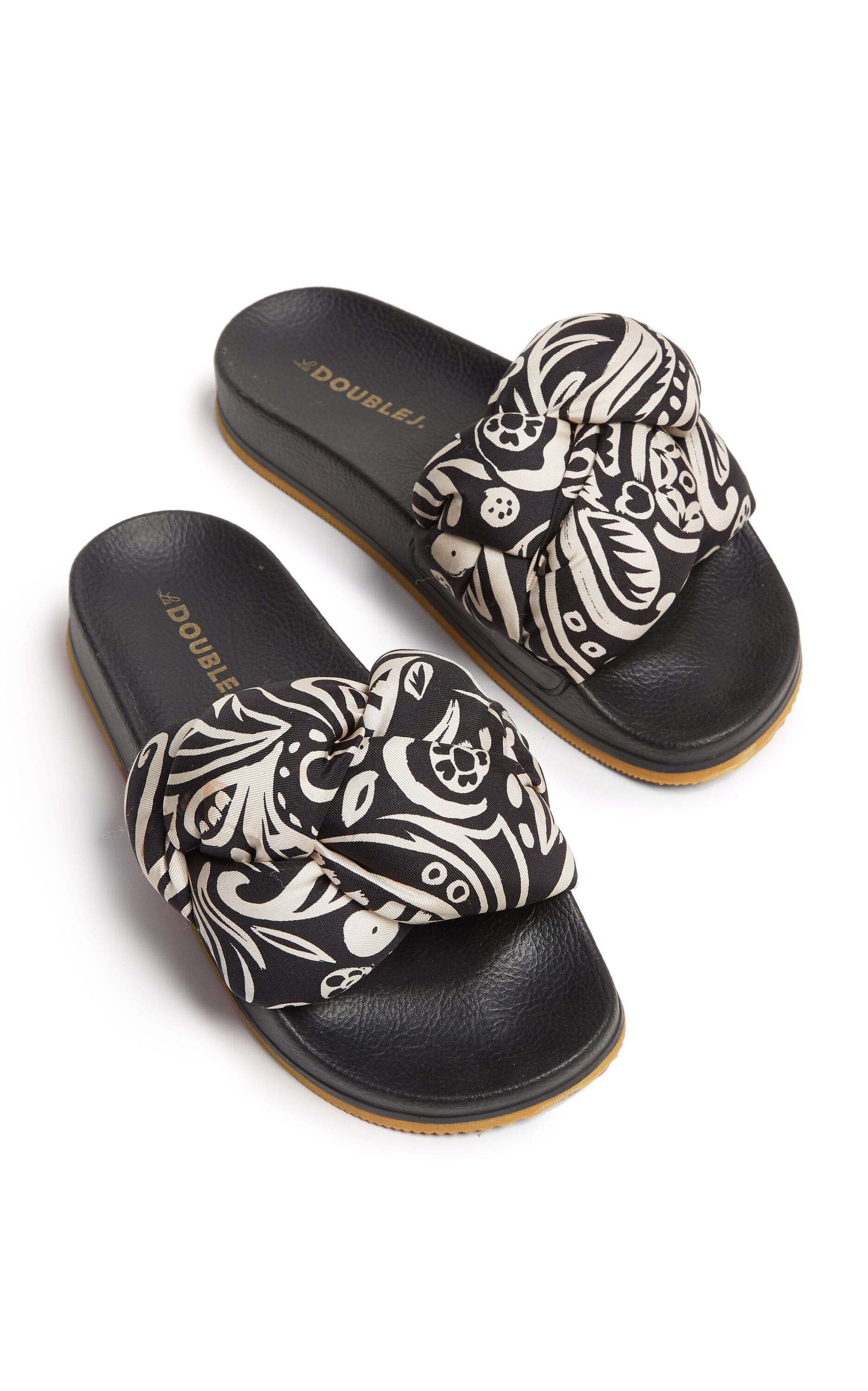 La DoubleJ Treccia Slides Fauve Black, Alternate, color, 