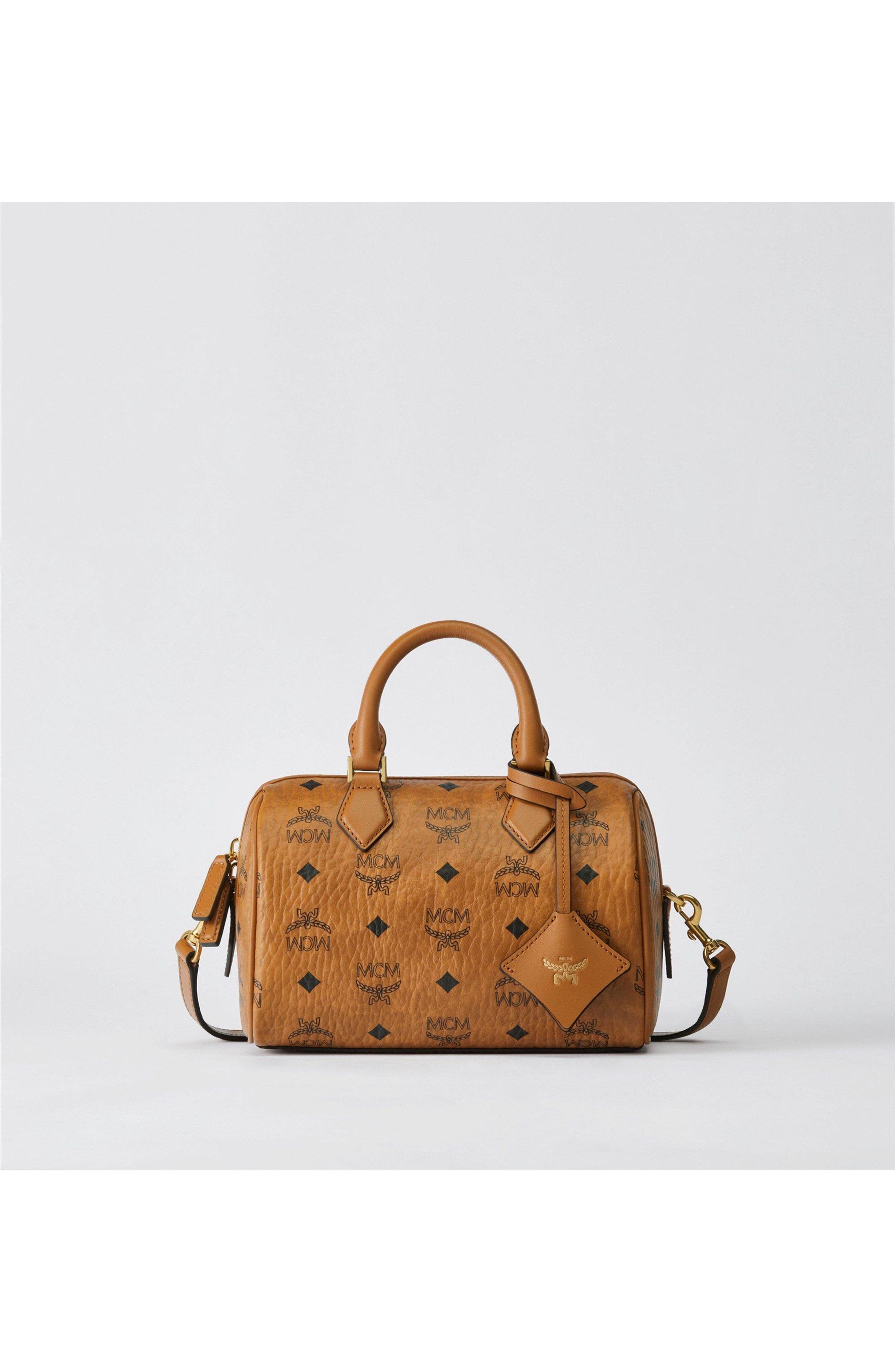 Small Ella Boston Bag In Visetos, Main, color, Cognac