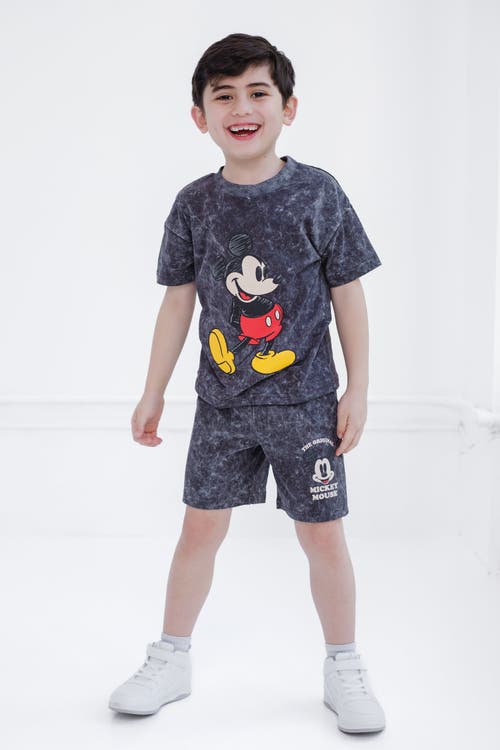 Disney Mickey Mouse & Friends Wash T-shirt & Shorts Set In Black