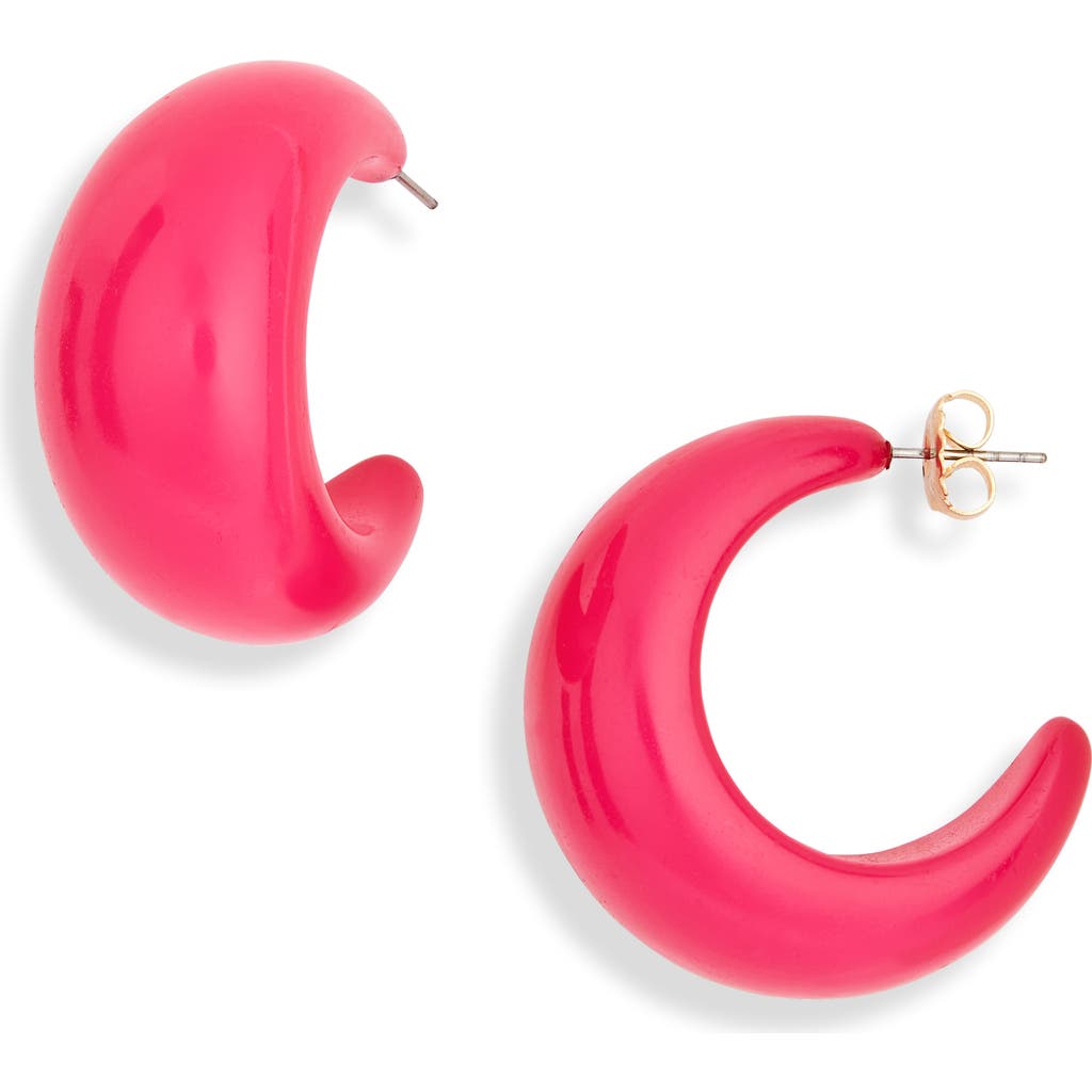 Leith Puffy Resin Hoop Earrings In Pink