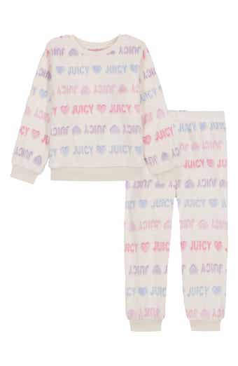 Fuzzy Fleece Allover Logo Pullover & Joggers Set