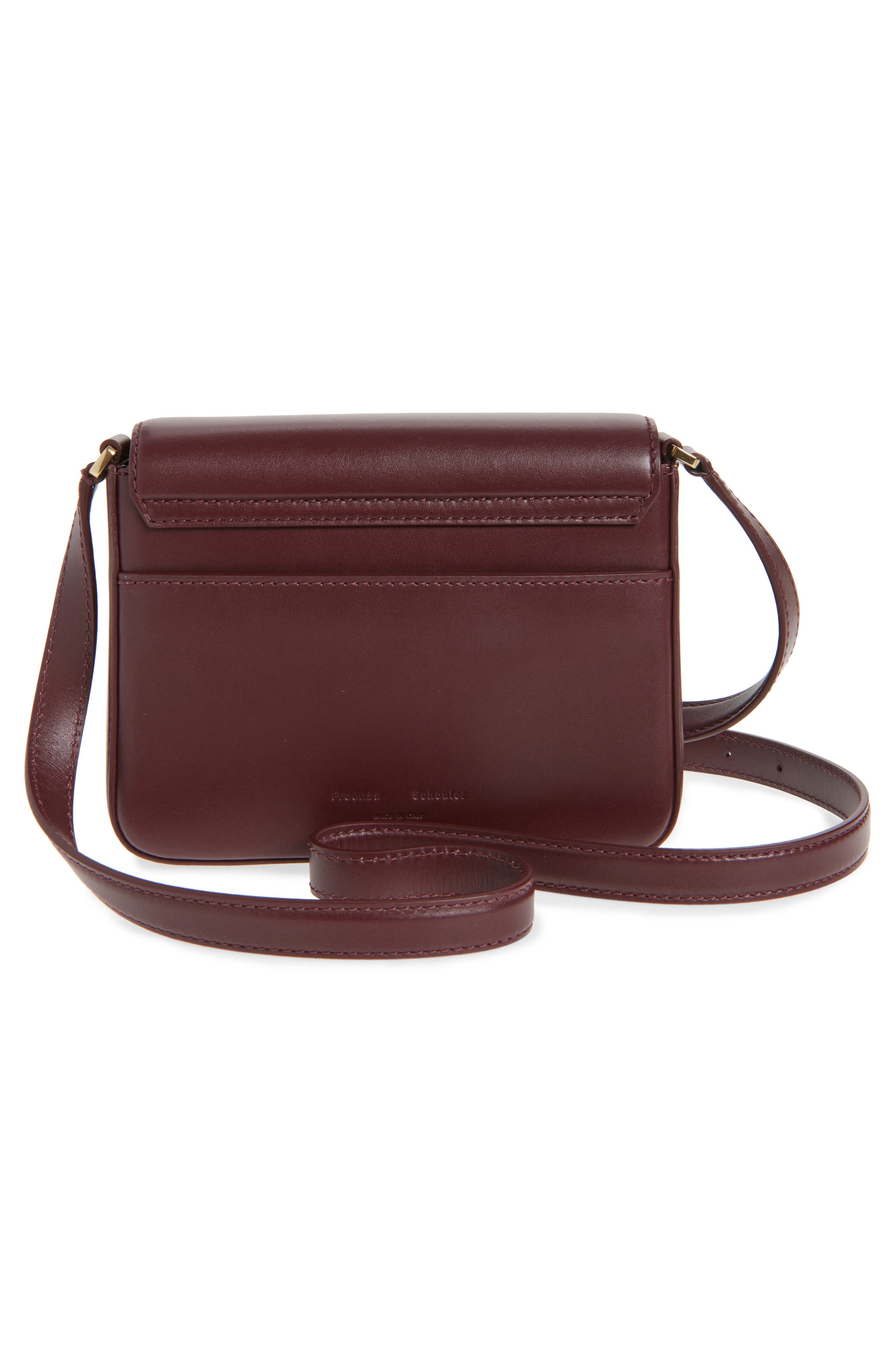 Proenza Schouler Box Leather Shoulder Bag, Alternate, color, Dark Red