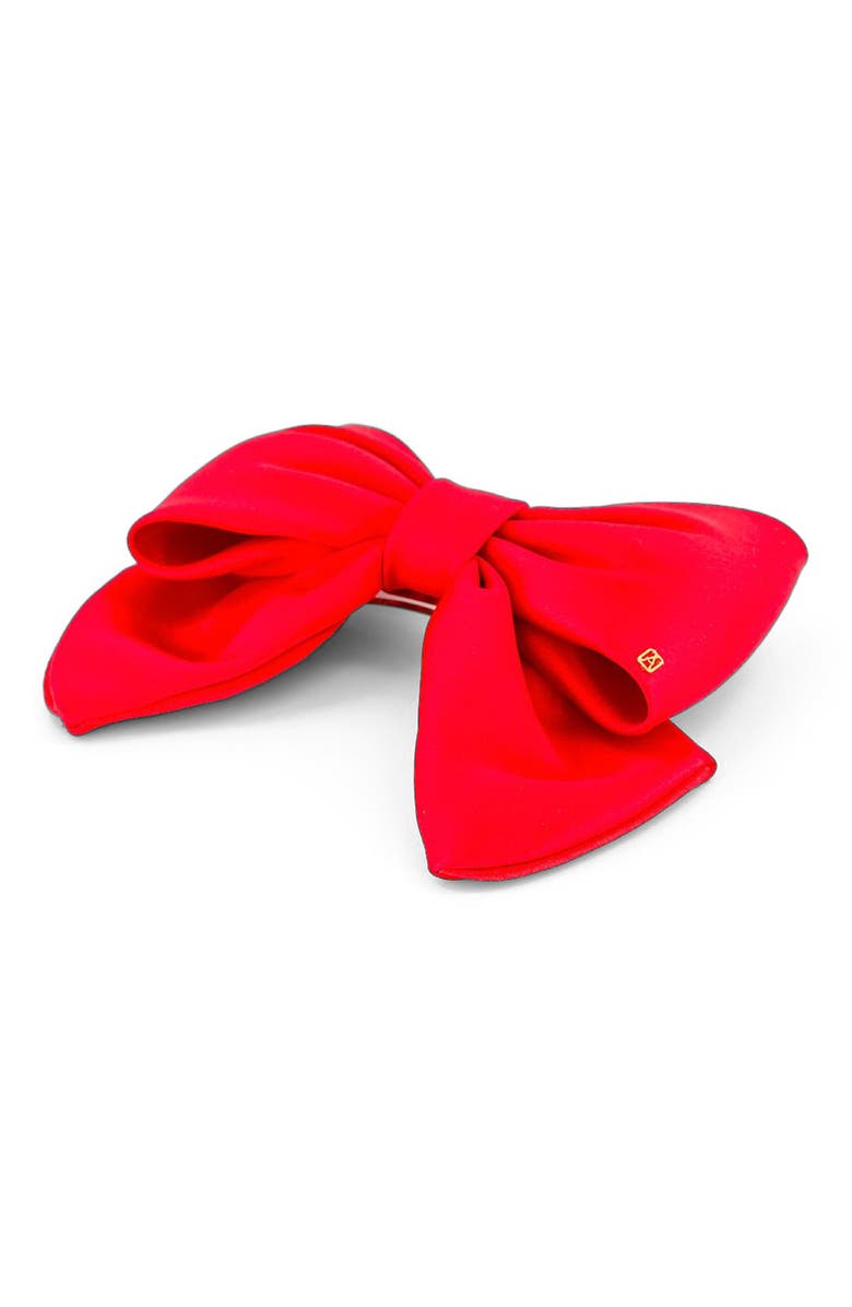 Alexandre de Paris Silk bow barette, Alternate, color, Red