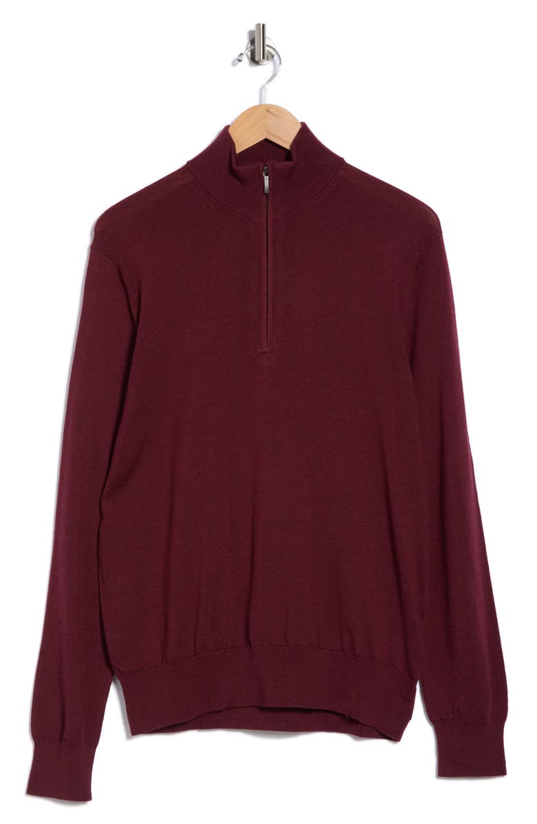 Brooks Brothers Swift Merino Wool Half Zip Pullover, Alternate, color, Burgundy