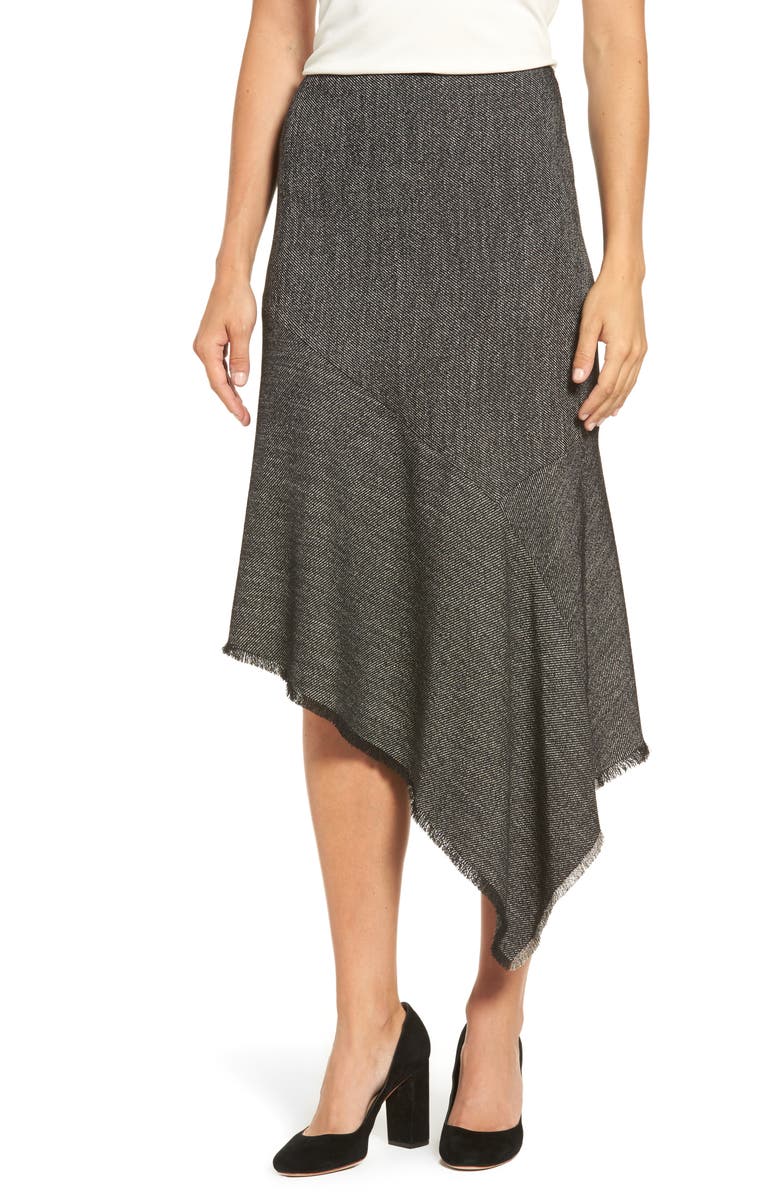 ZDNU ANNE KLEIN NEW YORK Anne Klein Asymmetrical Tweed Skirt, Main, color,