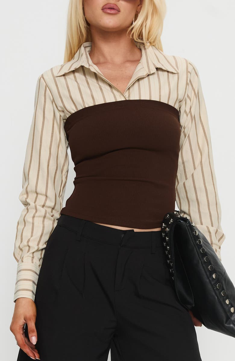 Princess Polly Dawnette Stripe Layered Shirt, Main, color, Multi