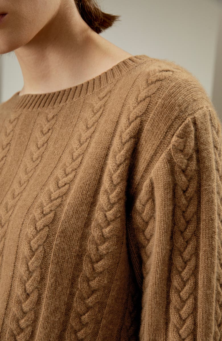 Lilysilk Pure Cashmere Drop Shoulder Crew Neck Sweater for Women, Alternate, color, Toffee