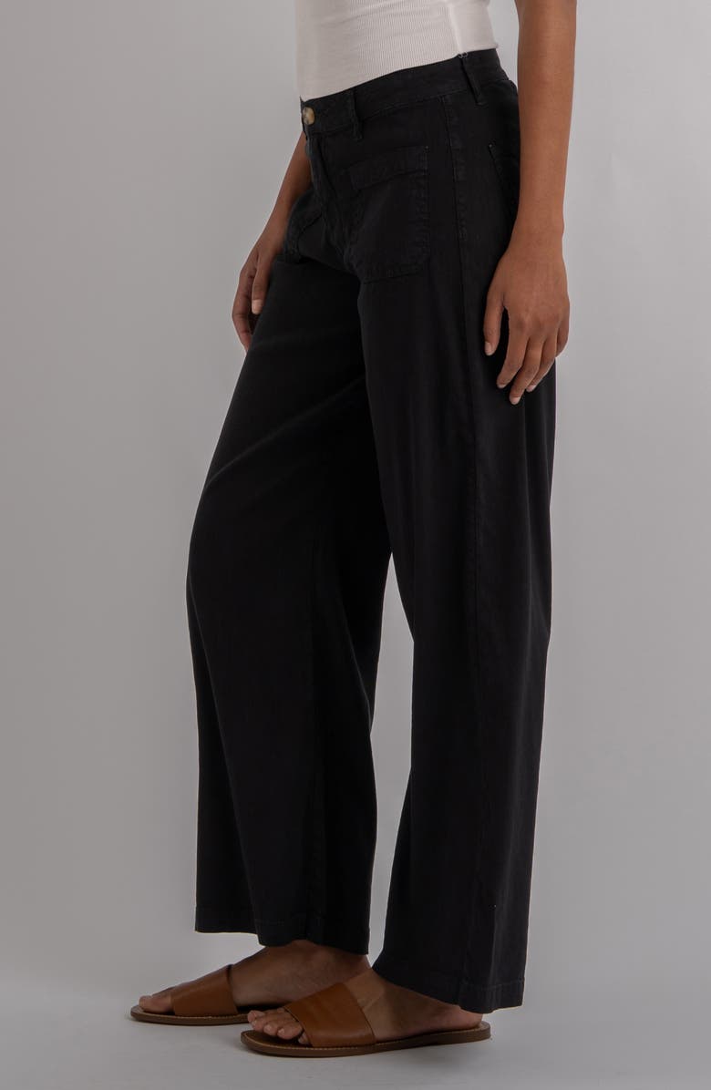 KUT from the Kloth Meg Patch Pocket High Waist Wide Leg Linen Blend Pants, Alternate, color, Black