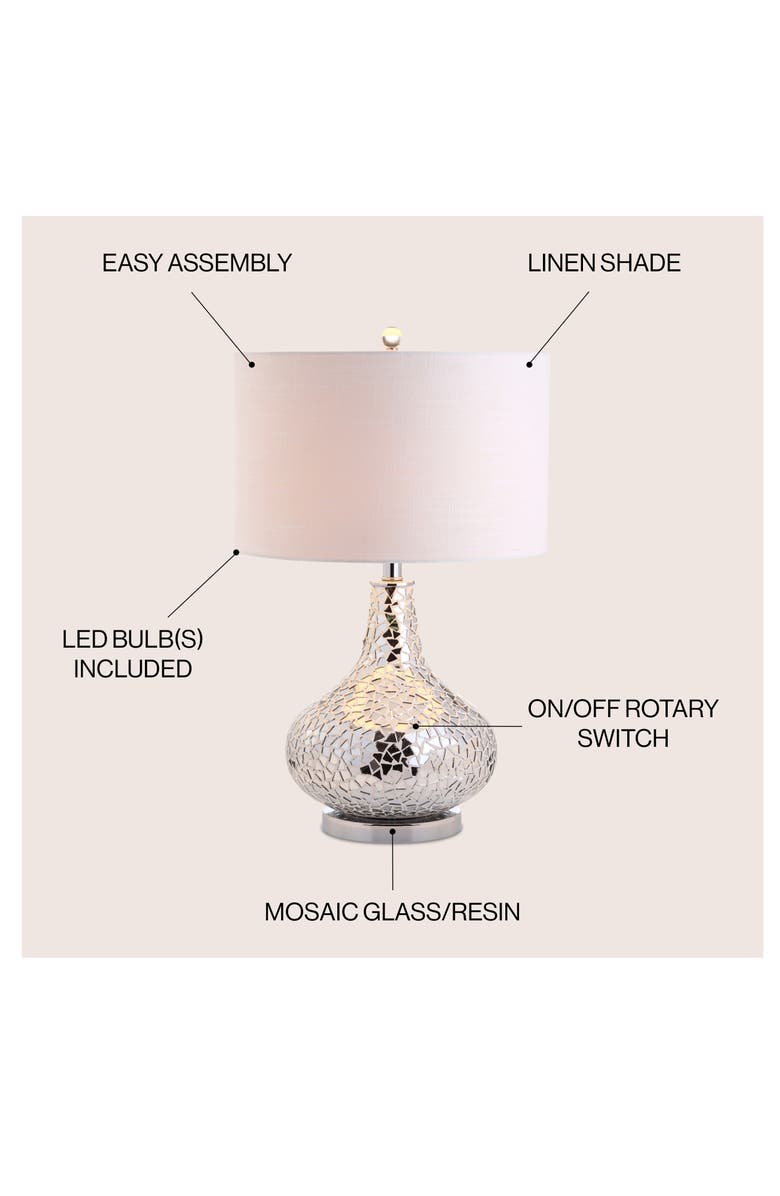 JONATHAN Y Emilia Mirrored Mosaic LED Table Lamp, Alternate, color, Silver/Gray