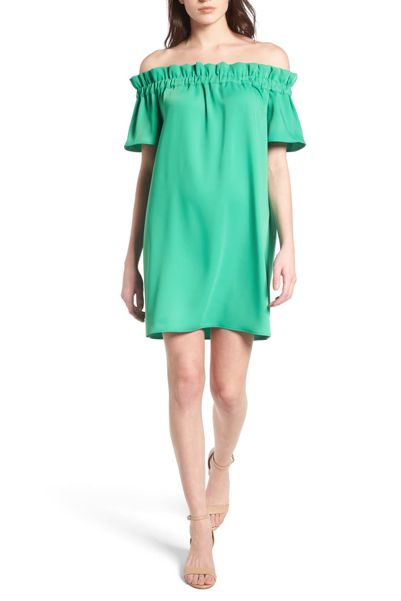 Off the Shoulder Dress, Main, color, GREEN