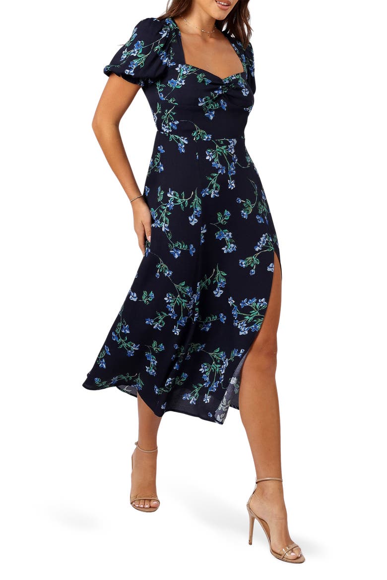 Hendrix Floral Print Midi Dress, Main, color, MIDNIGHT BLUES