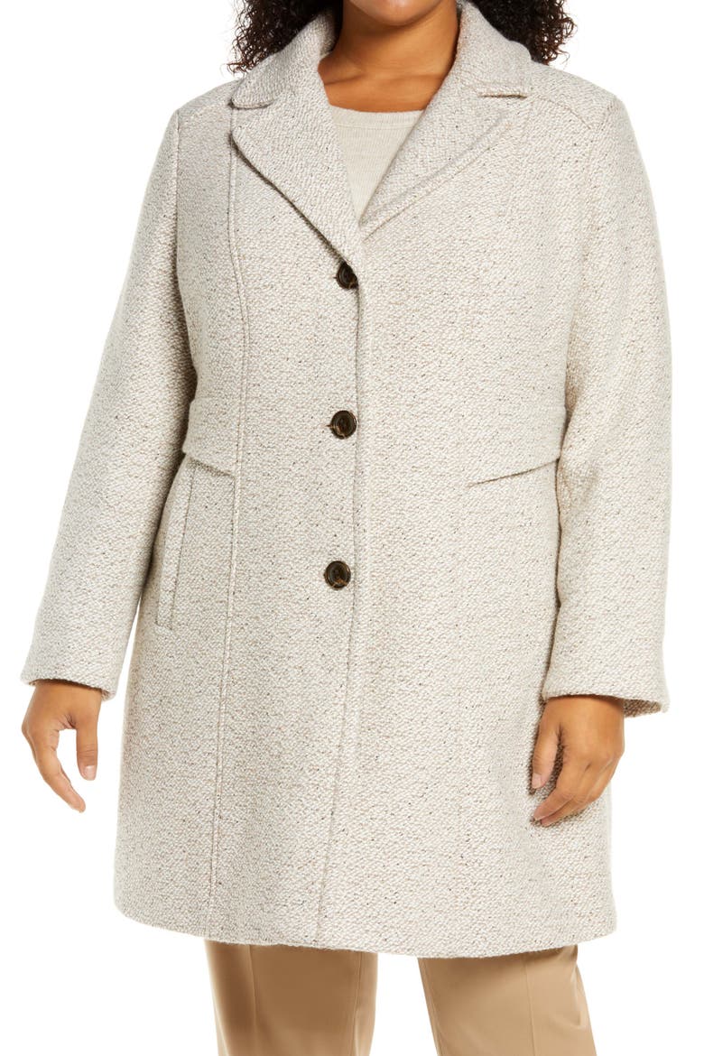 Notch Collar Tweed Coat, Alternate, color, OATMEAL