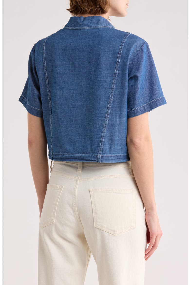 Crop Denim Blouse, Alternate, color, DARK DENIM