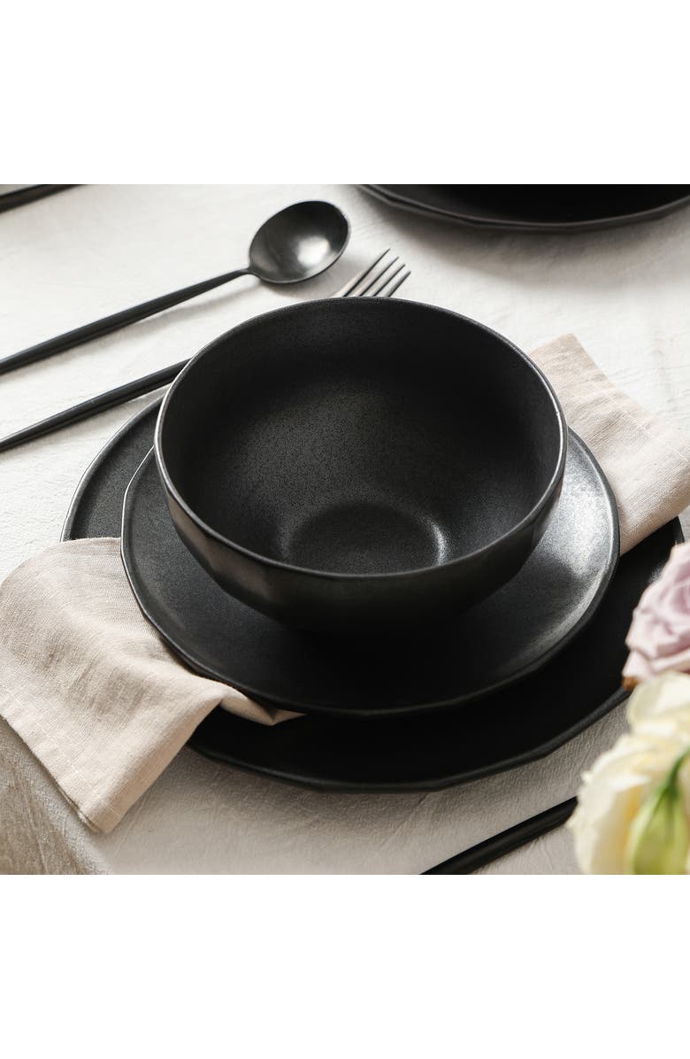 Stone Lain Rio Stoneware 12-Piece Dinnerware Set, Alternate, color, Black