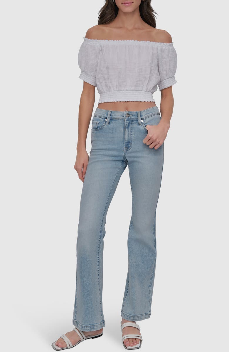 DKNY Jeans Off the Shoulder Crop Top, Alternate, color,