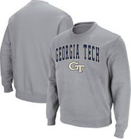 COLOSSEUM Men's Colosseum Heathered Gray Georgia Tech Yellow Jackets Arch & Logo Tackle Twill Pullover Sweatshirt