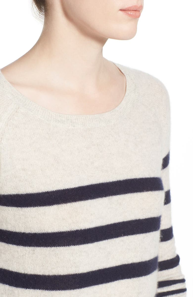 VELVET by Graham & Spencer Stripe Sheer Cashmere Sweater, Alternate, color, 