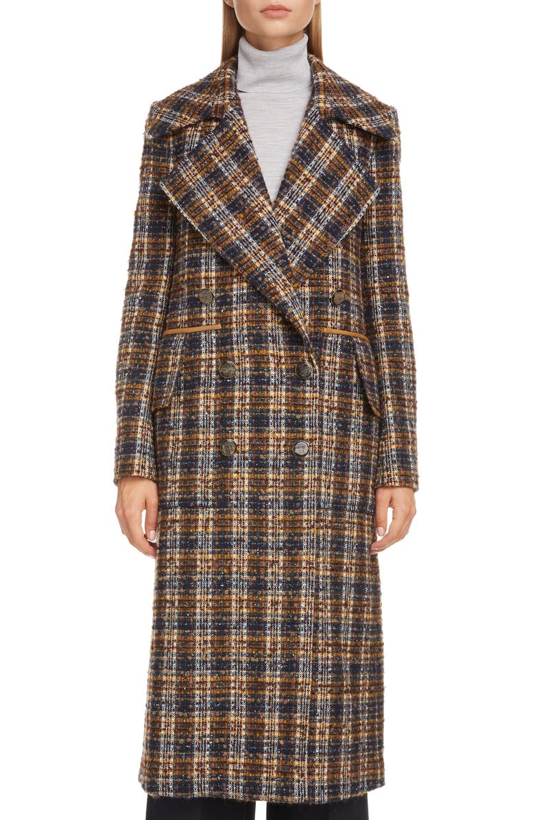 Victoria Beckham Double Breasted Summer Weight Tweed Coat, Main, color, 