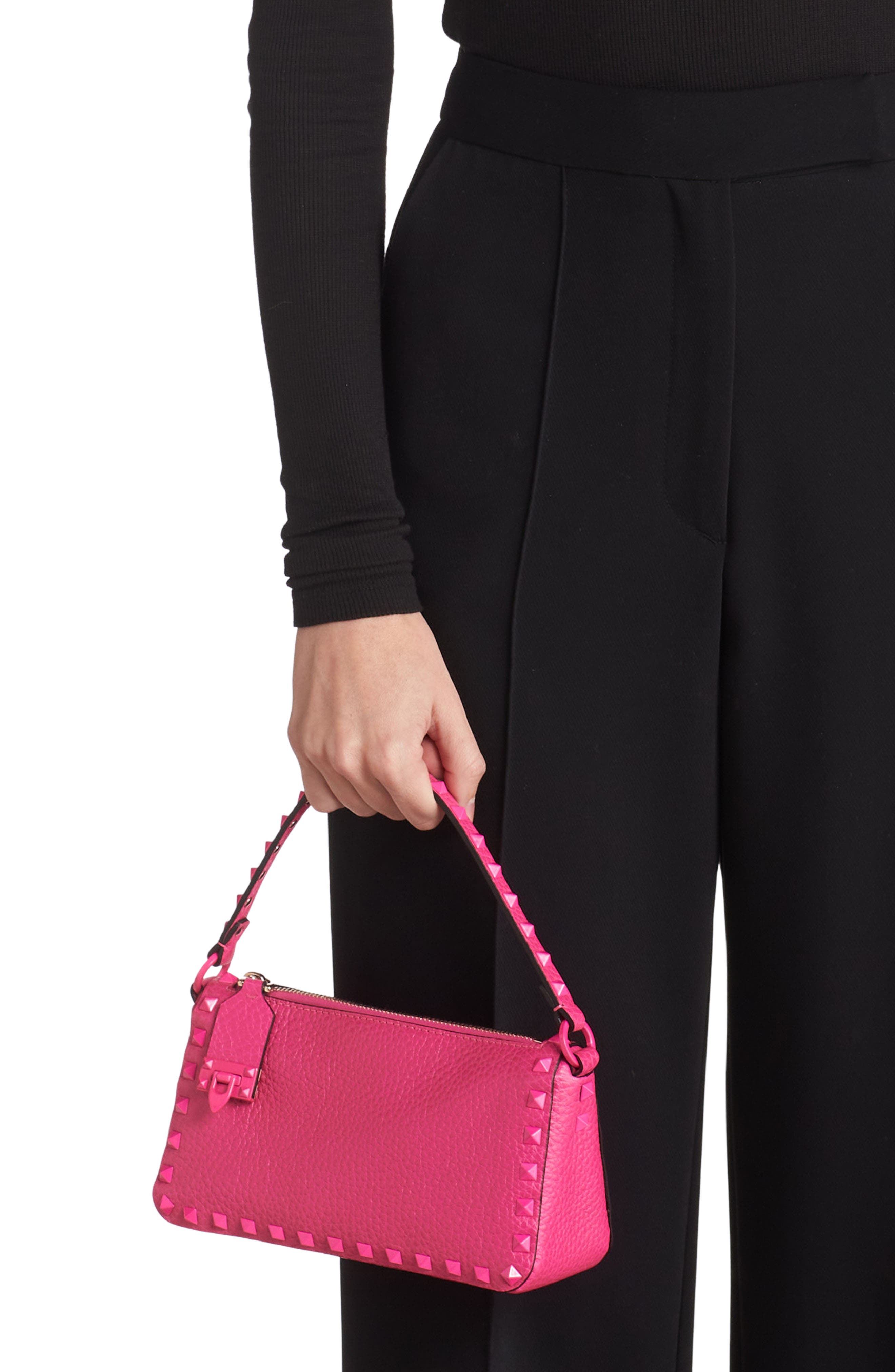 Valentino Garavani Small Rockstud Leather Shoulder Bag, Alternate, color, 