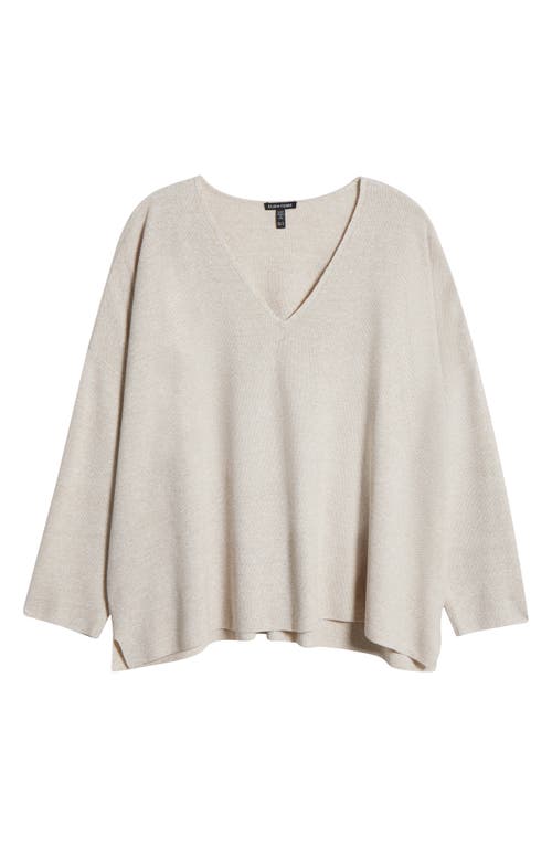 Eileen Fisher Organic Linen & Organic Cotton V-neck Sweater In Undyed Natural