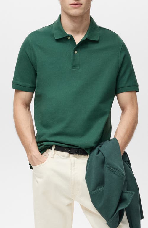 Mango Regular Fit Cotton Pique Knit Polo In Green