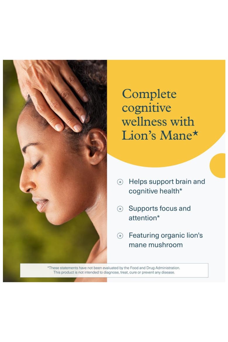 Lion's Mane Plus Brain Support Mushroom Supplement 60 Vegetarian Capsules, Alternate, color, None