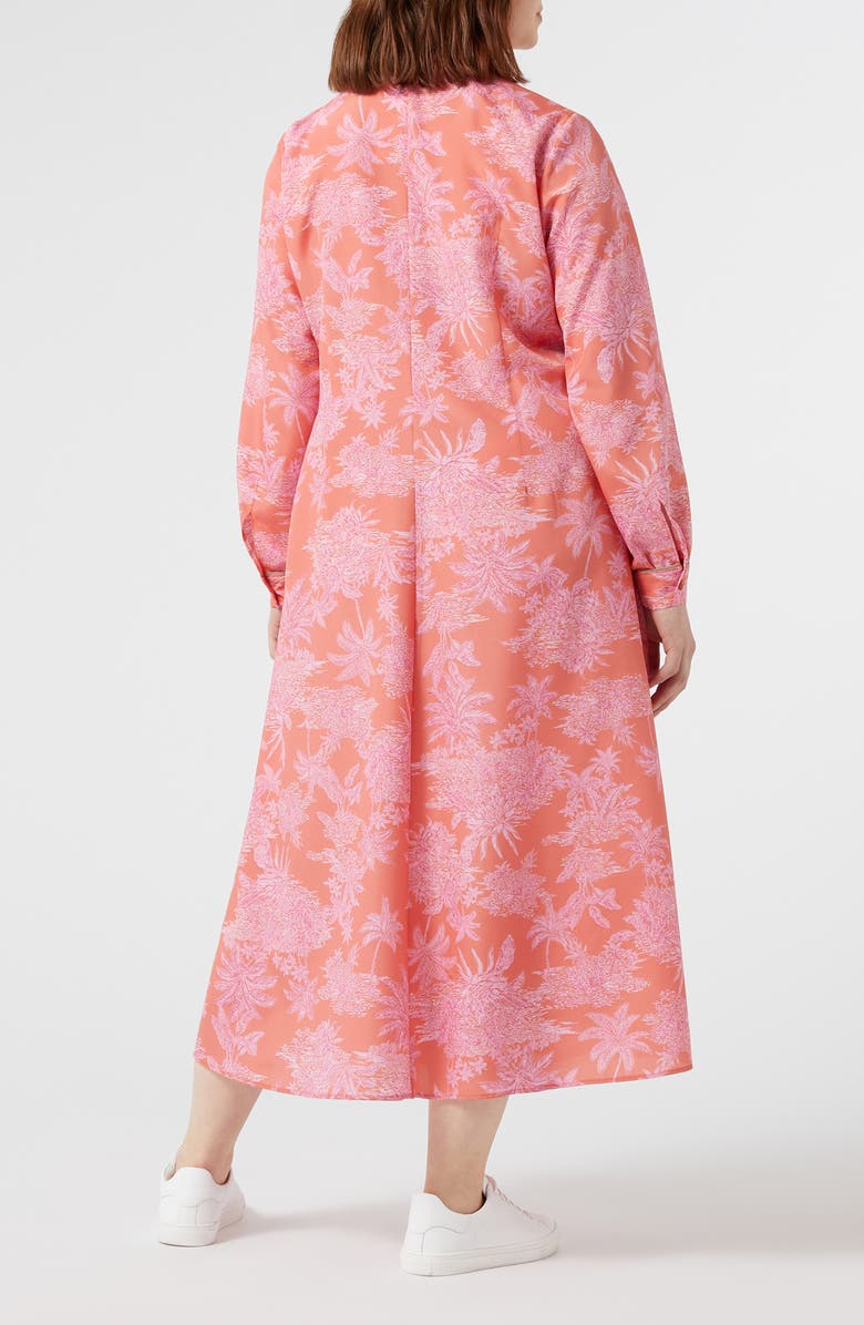 Marina Rinaldi Zona Floral Print Long Sleeve Shirtdress, Alternate, color, Orange