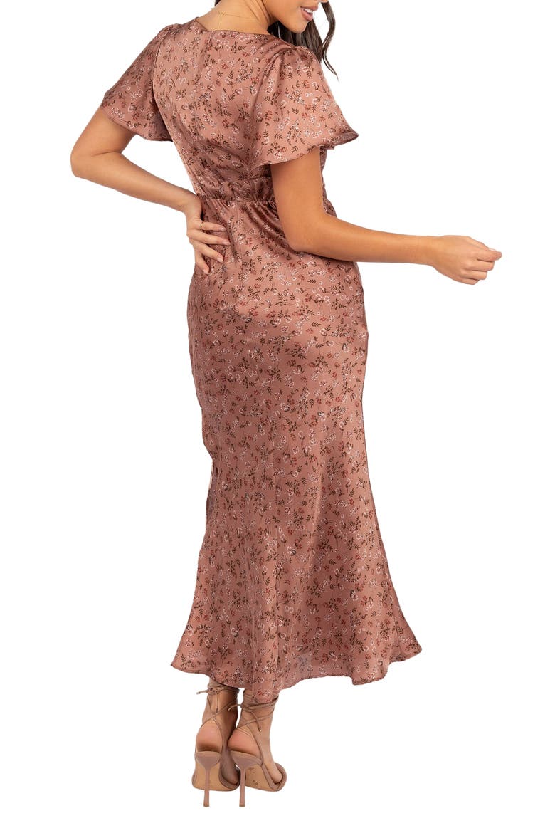 Flossy Floral Satin Midi Dress, Alternate, color, MAUVE