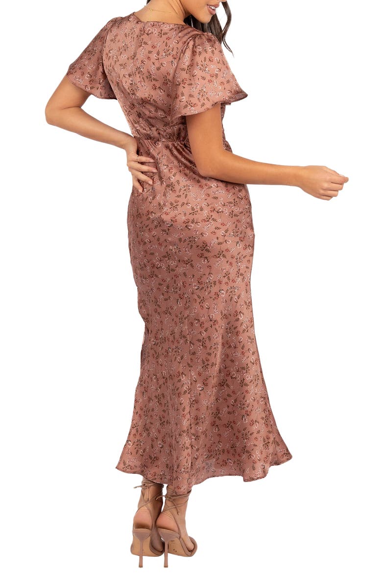 Petal & Pup Flossy Floral Satin Midi Dress, Alternate, color, Mauve
