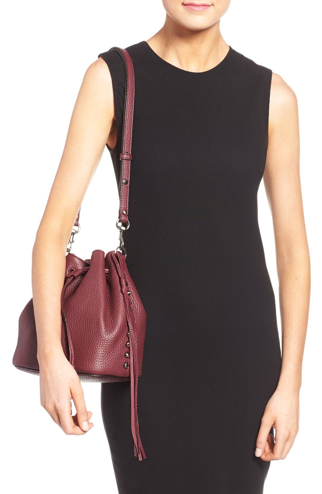 Unlined Bucket Bag, Alternate, color, PORT