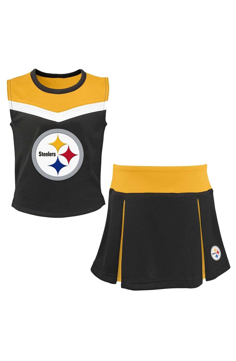 Outerstuff Girls Youth Black Pittsburgh Steelers Spirit Two-Piece Cheerleader Set, Main, color, Black