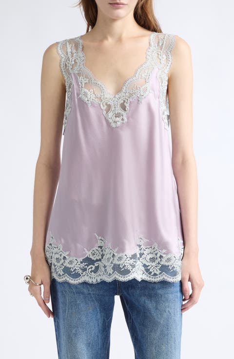 Lace Trim Silk Camisole