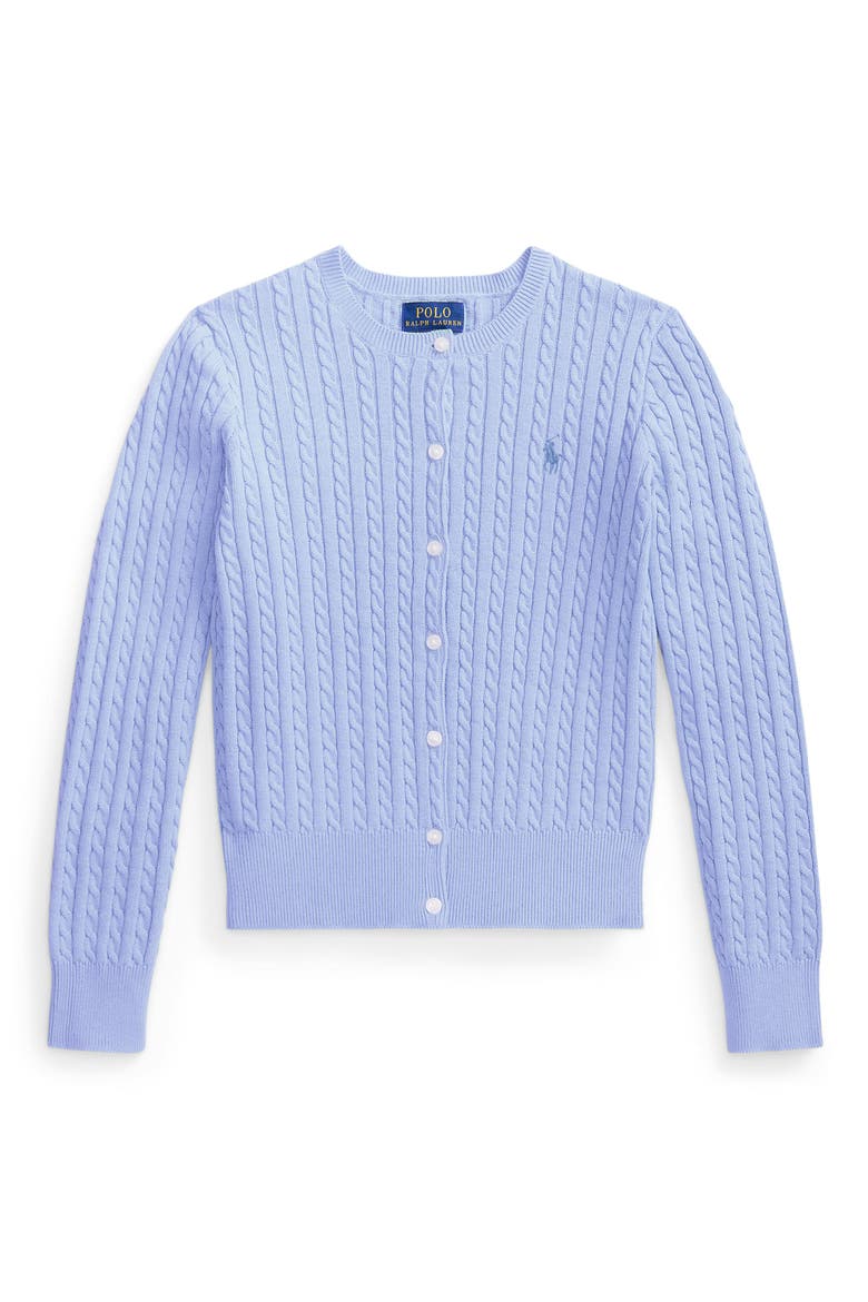 Kids' Mini Cable Cotton Cardigan, Main, color, BLUE