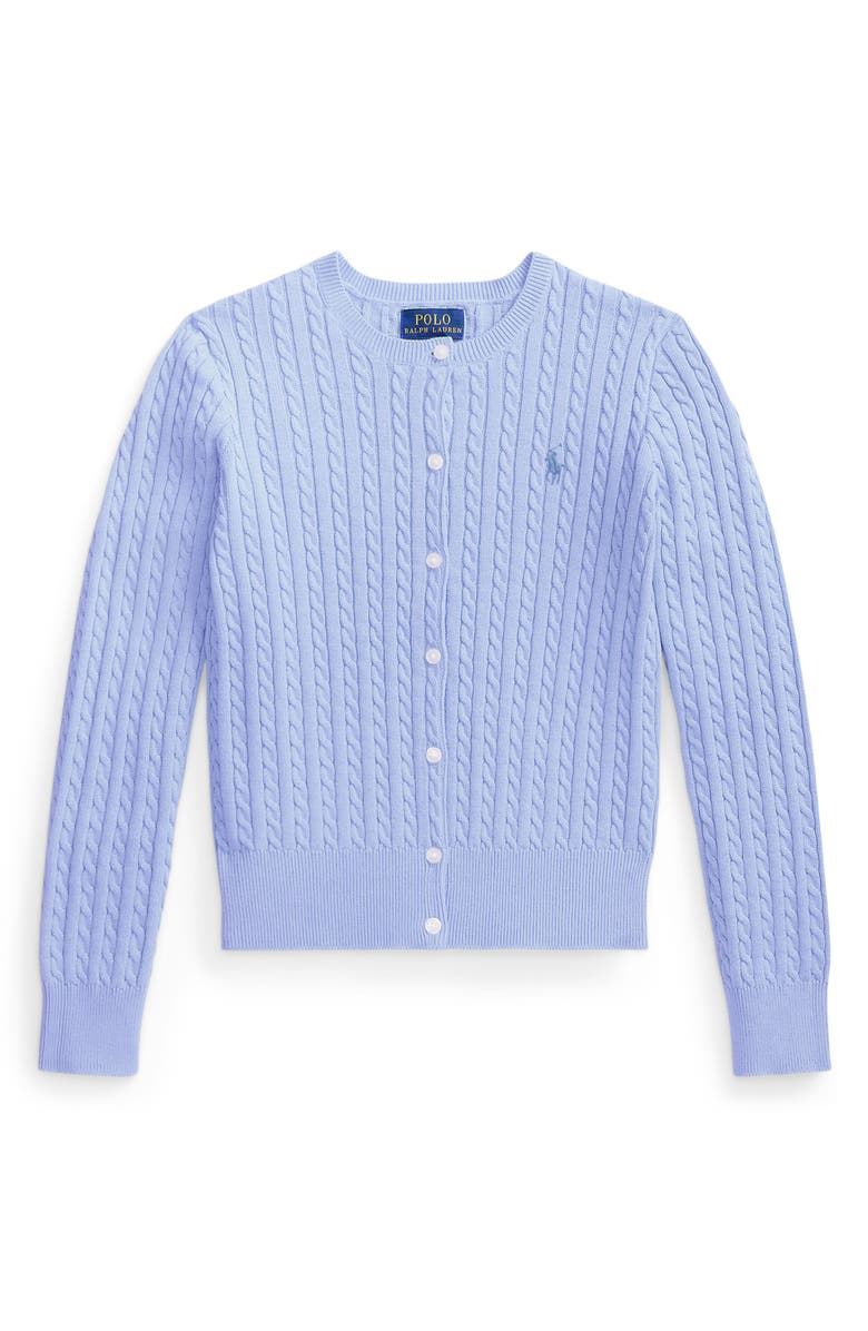 Polo Ralph Lauren Kids' Mini Cable Cotton Cardigan, Main, color, Chambray Blue