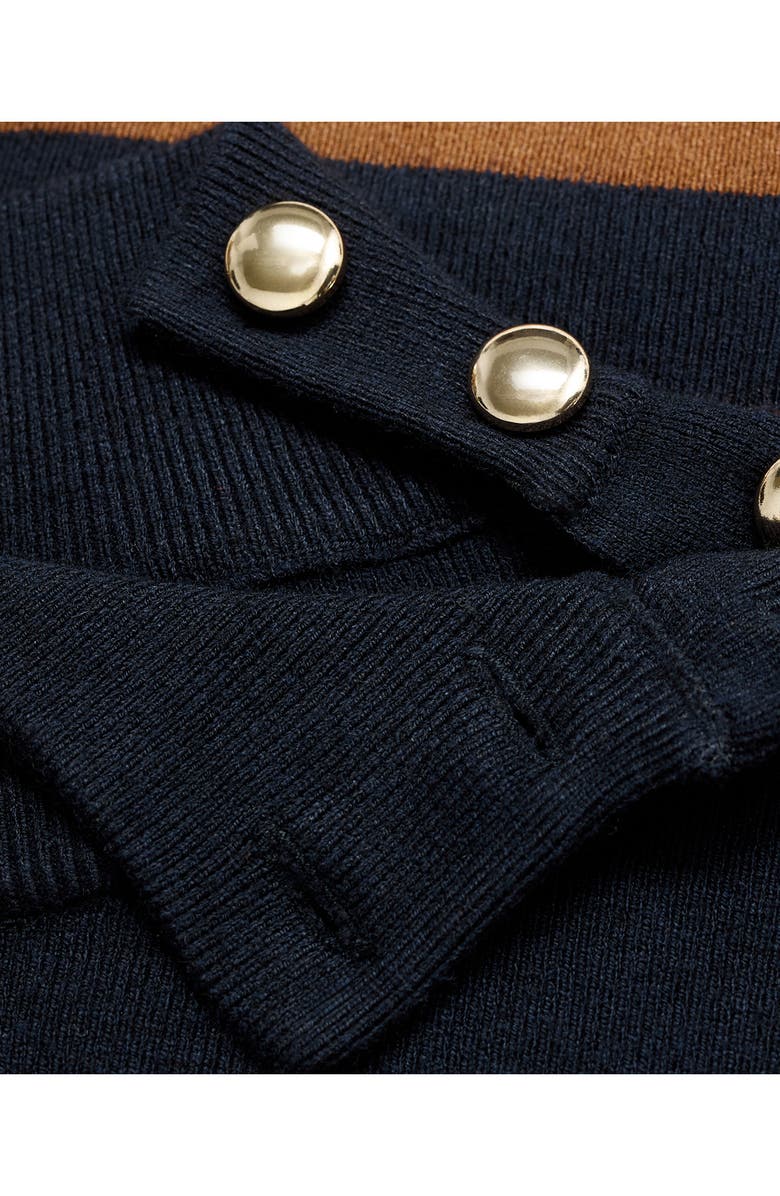 MANGO Perkins Stripe Mock Neck Sweater, Alternate, color, Tobacco Brown