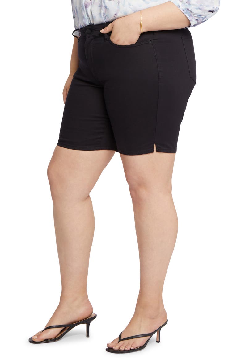 Ella Side Slit Denim Shorts, Alternate, color, BLACK
