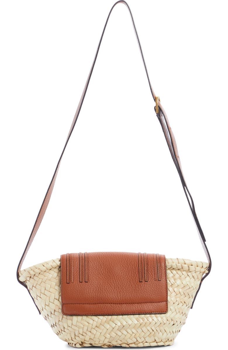 Chloé Marcie Leather & Raffia Crossbody Bag, Alternate, color,