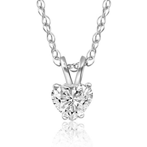 Bliss Diamond 1/2 Ct Heart Shape Diamond Solitaire Necklace 14k Pendant Lab Grown In Metallic