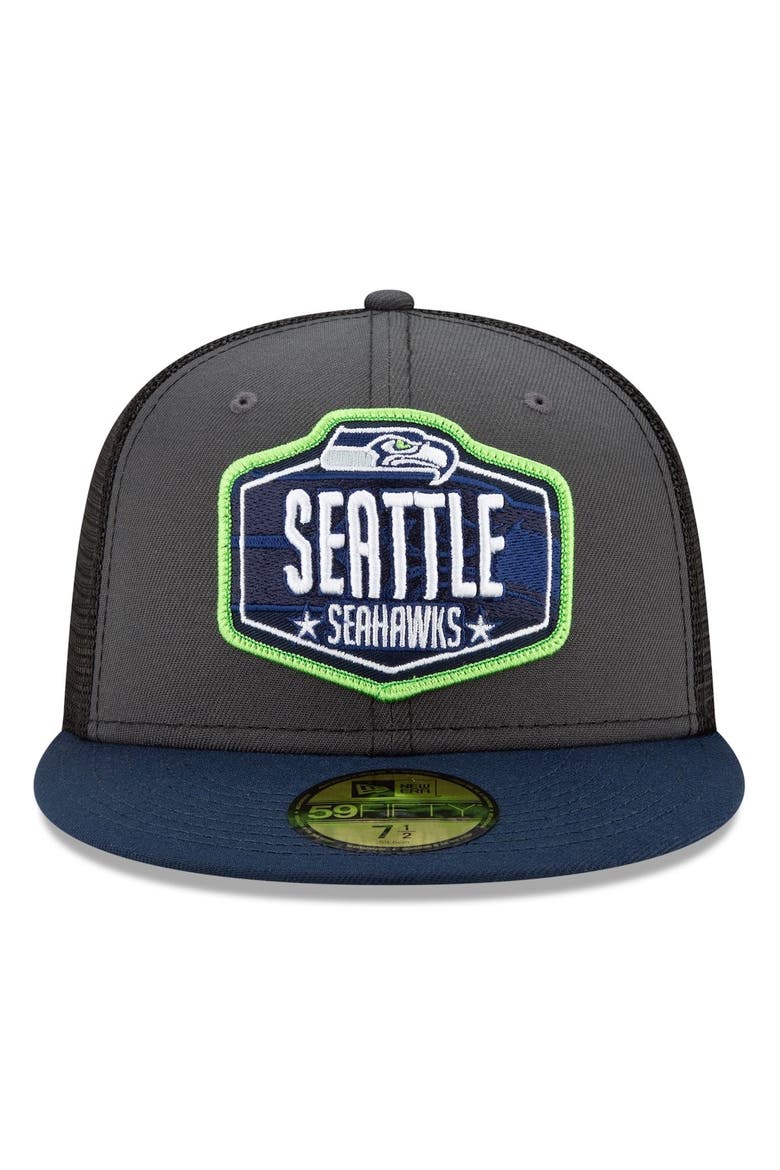 Men's New Era Graphite/College Navy Seattle Seahawks 2021 NFL Draft On-Stage 59FIFTY Fitted Hat, Alternate, color, Graphite