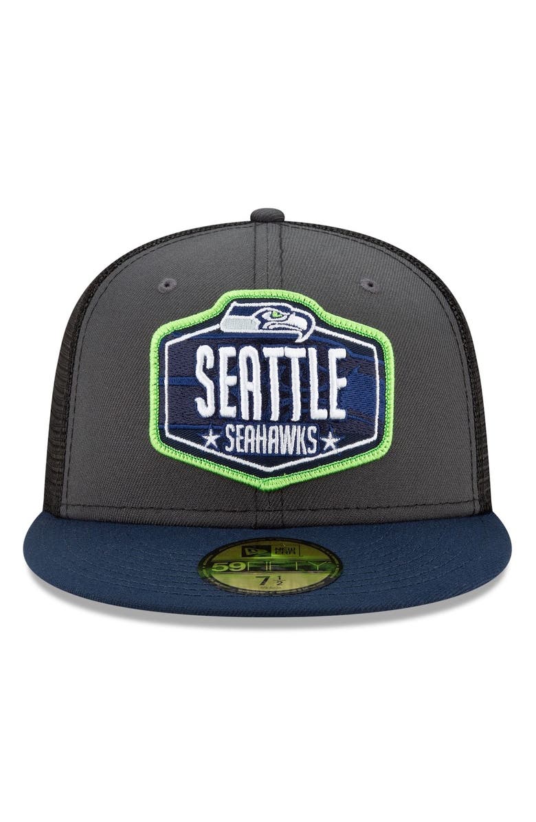 New Era Men's New Era Graphite/College Navy Seattle Seahawks 2021 NFL Draft On-Stage 59FIFTY Fitted Hat, Alternate, color, 