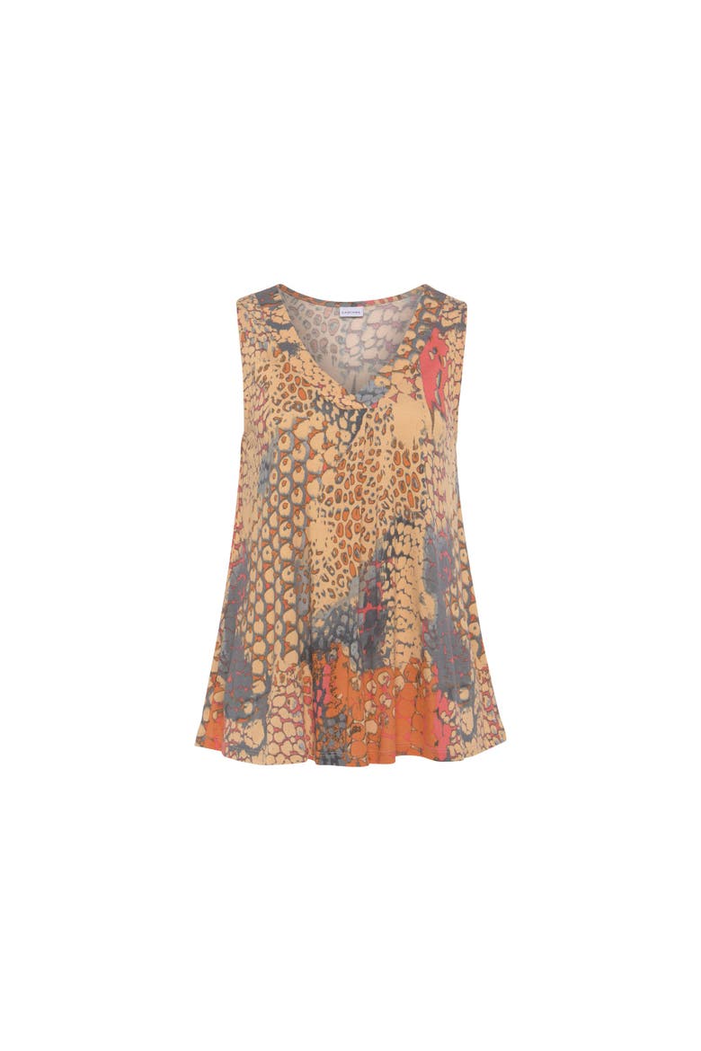 Printed V-Neck Tank Top, Alternate, color, Orange Multi