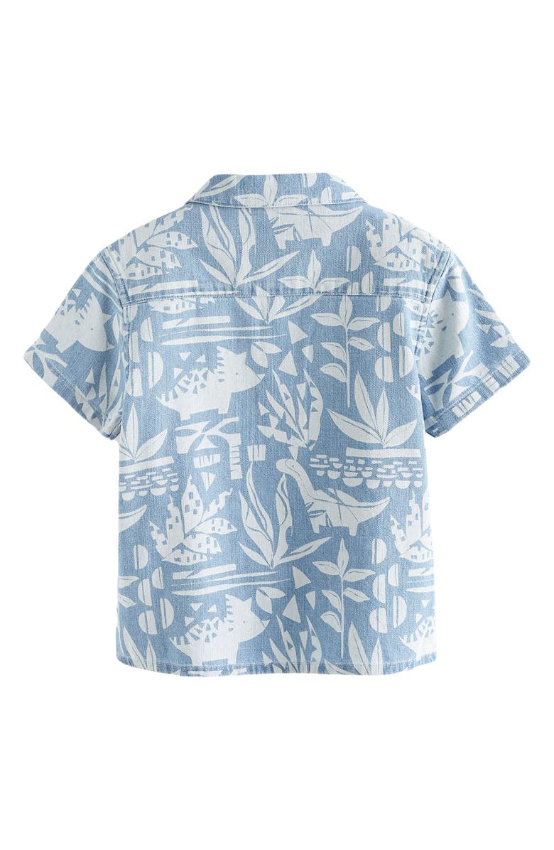 NEXT Kids' Dinosaur Print Short Sleeve Cotton Camp Shirt, Alternate, color,